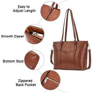 고급 여자들 가죽 메신저 백 15.6 인치 노트북 여성용 대형 손가방 3